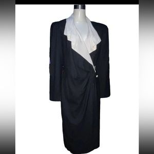 2 for $15 Vintage Chelsea LTD Wrapped Dress Black & White With Shoulder Pads